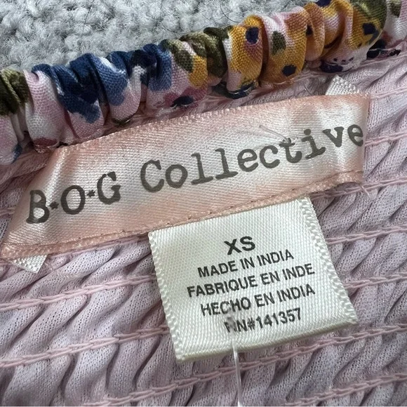 B.O.G. Collective Women’s Sz XS Pink w/Blue and Yellow Floral Print Crop Top NWT - Picture 5 of 8